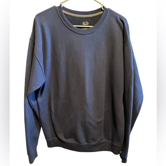 Fruit Of The Loom Navy Blue Crew Neck Long Sleeve Sweatshirt Men’s Sz L - Picture 1 of 7